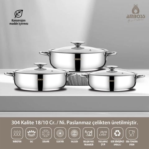 Amboss Cool 6 Parça Paslanmaz Çelik Sahan ( Omlet ) Seti