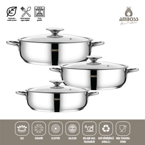Amboss Cool 6 Parça Paslanmaz Çelik Sahan ( Omlet ) Seti