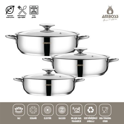 Amboss Cool 6 Parça Paslanmaz Çelik Sahan ( Omlet ) Seti