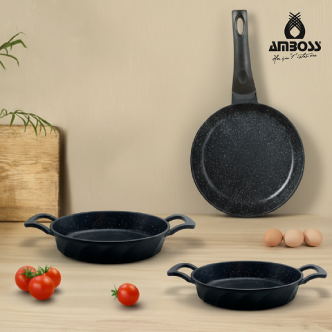 Amboss Mixta 3 Parça Döküm 18 cm Tava 18-20 cm Sahan Seti