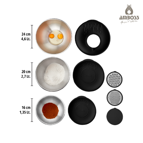 Amboss Bake with Love 10 Parça Karıştırma Kabı & Döküm Kek Kalıbı – Kırmızı