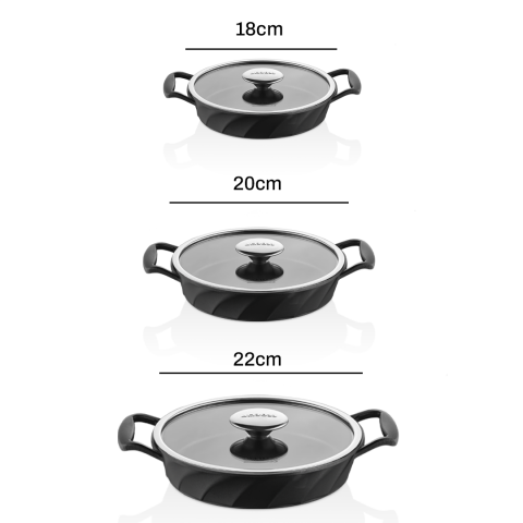 Amboss Kuvars Cam Kapaklı 6 Parça Titanyum Kaplama Döküm Sahan Seti