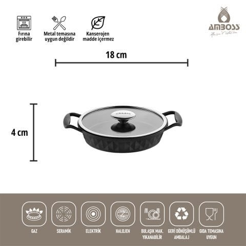 Amboss Kuvars Cam Kapaklı 6 Parça Titanyum Kaplama Döküm Sahan Seti