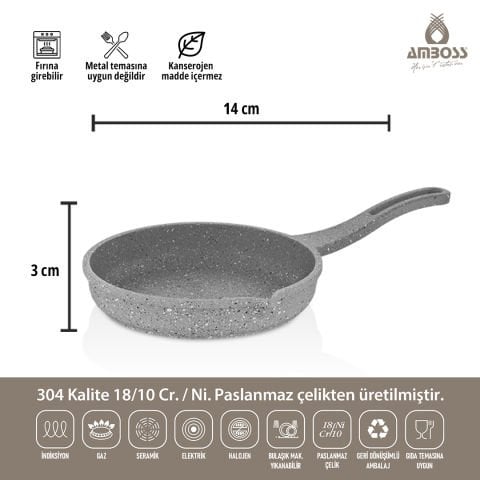 Amboss Bellus Midi 5 Parça Döküm Tencere Seti - Gri
