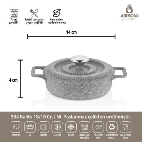 Amboss Bellus Midi 5 Parça Döküm Tencere Seti - Gri