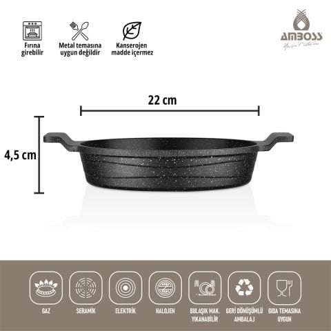 Amboss Astral 3 Parça Granit Döküm Sahan Omlet Seti (tava)