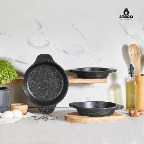 Amboss Beauty 6 Parça Granit Kapaklı Tencere - Tava ve Sahan Seti