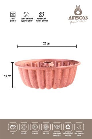 Amboss Alya Döküm Kek Kalıbı Yanmaz Yapışmaz - Pink 26 cm