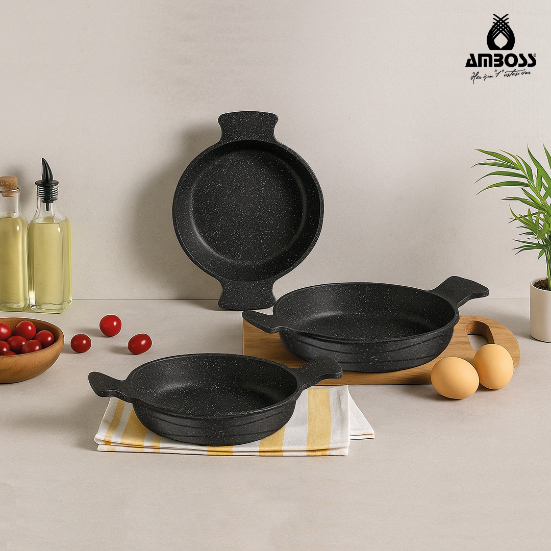 Amboss Daisy 3 Parça Döküm Yanmaz Yapışmaz Omlet (Sahan) Seti
