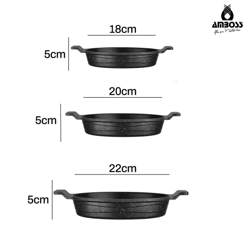 Amboss Daisy 3 Parça Döküm Yanmaz Yapışmaz Omlet (Sahan) Seti