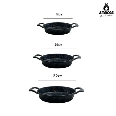 Amboss 18 Parça Class  7 Parça Yanmaz Yapışmaz - 8 Parça Paslanmaz Çelik Tencere Seti - 3 Parça Granit Sahan