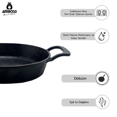 Amboss 18 Parça Class  7 Parça Yanmaz Yapışmaz - 8 Parça Paslanmaz Çelik Tencere Seti - 3 Parça Granit Sahan