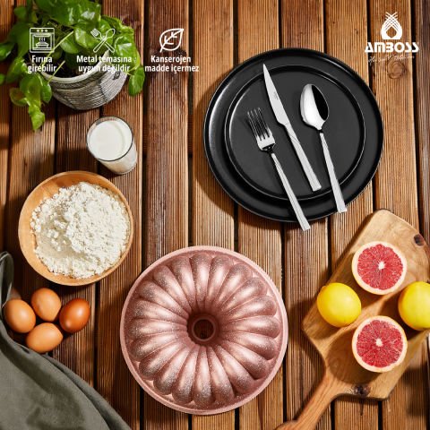 Amboss Sky 19 Parça Paslanmaz Çelik Çatal Bıçak Kaşık ve Döküm Yapışmaz Kek Kalıbıti