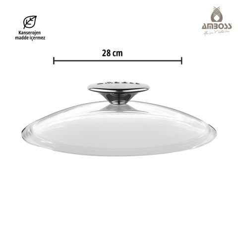 Amboss Dark Yanmaz Yapışmaz 3 Parça Titanyum Kaplama Tava -Cam Kapaklı (28 cm Wok, 28 cm Tava Tek Kapak)
