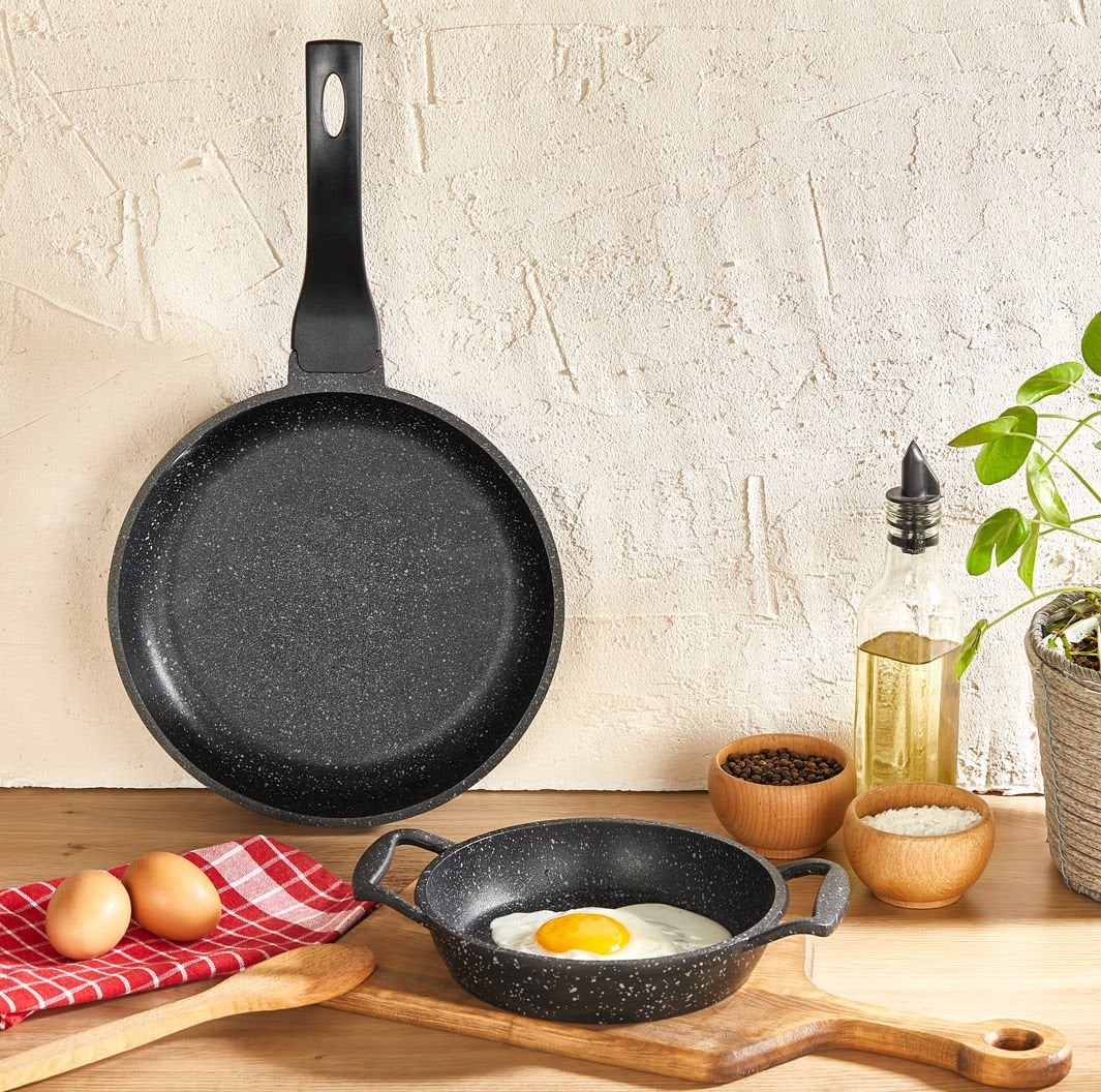 Amboss Sun 2 Parça Yanmaz Yapışmaz Döküm Granit Kaplama Tava ve Sahan (Omlet) Seti