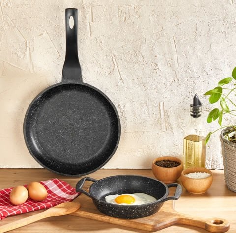 Amboss Sun 2 Parça Yanmaz Yapışmaz Döküm Granit Kaplama Tava ve Sahan (Omlet) Seti