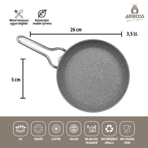 Amboss Crystal 7 Parça Granit Çift Renkli Tencere Seti - Rose Gold