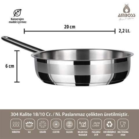 Amboss Winner 7 Parça Paslanmaz Çelik  Tüm Ocaklara Uygun Tava ve Derin Tencere Seti