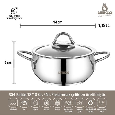 Amboss Winner 7 Parça Paslanmaz Çelik  Tüm Ocaklara Uygun Tava ve Derin Tencere Seti