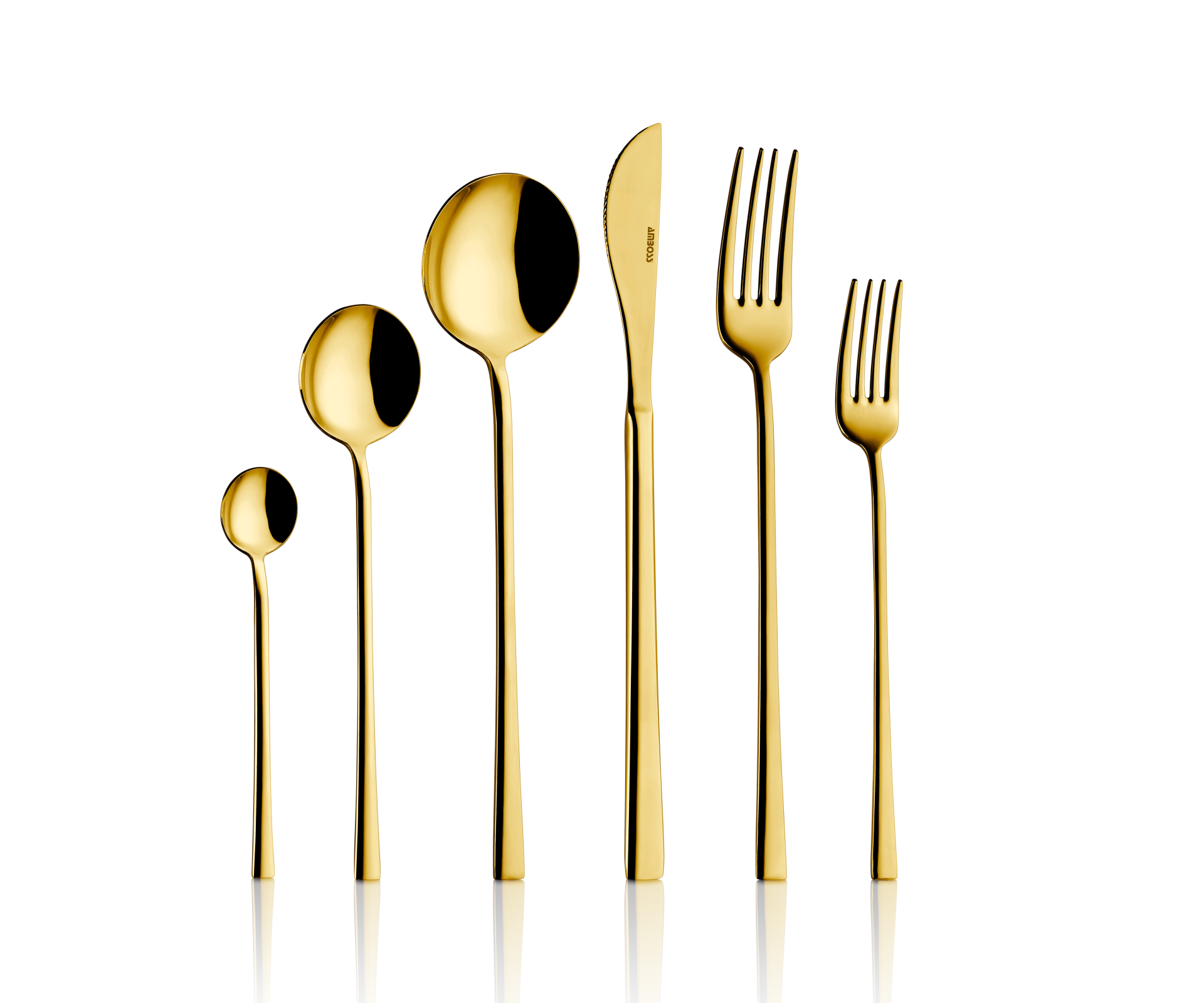 Amboss Ruby 72 Parça Çatal Kaşık Bıçak Paslanmaz Çelik Seti Gold  - Kutulu