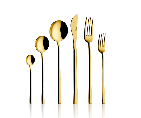 Amboss Ruby 72 Parça Çatal Kaşık Bıçak Paslanmaz Çelik Seti Gold  - Kutulu