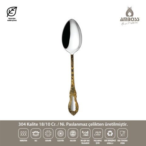 Amboss Pera 72 Parça Çatal Kaşık Bıçak Paslanmaz Çelik Seti Gold - Kutulu