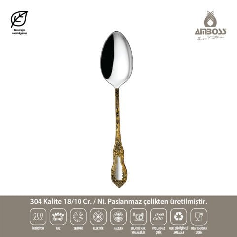 Amboss Pera 72 Parça Çatal Kaşık Bıçak Paslanmaz Çelik Seti Gold - Kutulu