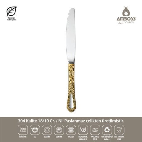 Amboss Pera 72 Parça Çatal Kaşık Bıçak Paslanmaz Çelik Seti Gold - Kutulu