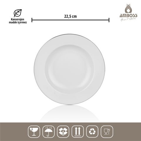 Amboss Hare 53 Parça 12 Kişilik Gümüş Porselen Yemek Takımı