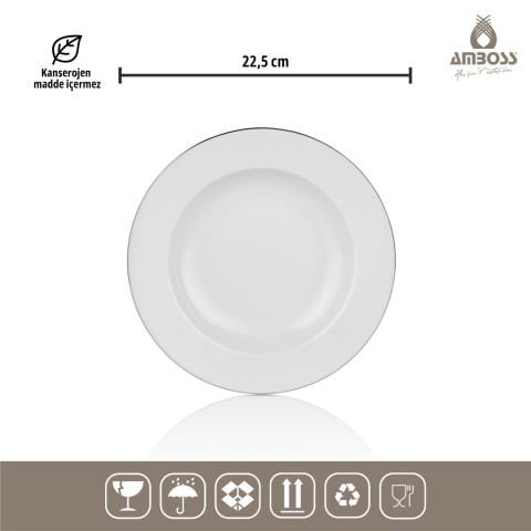 Amboss Hare 53 Parça 12 Kişilik Gümüş Porselen Yemek Takımı