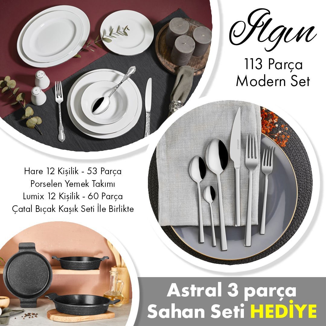 Amboss ILGIN - 113 Parça Modern Set Lumix ÇKB