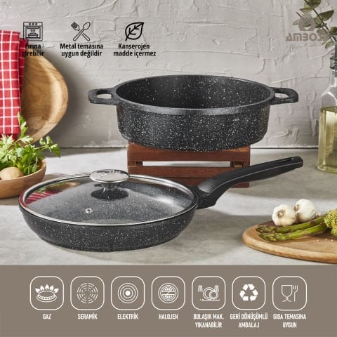 Amboss Montana 3 Parça Granit Set (Siyah)