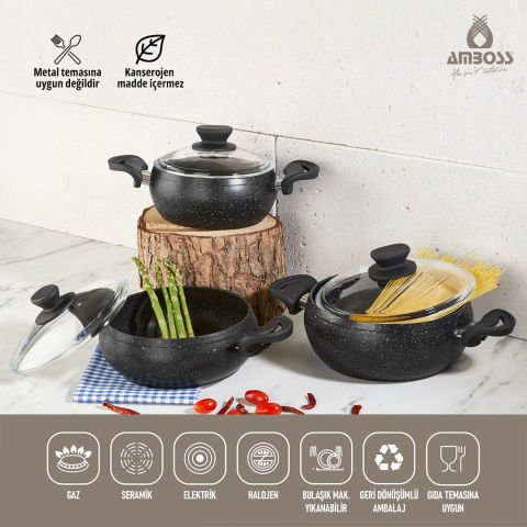 9 Parça Desigram Black Fatso Tencere Seti Ve Odin Sahan Seti