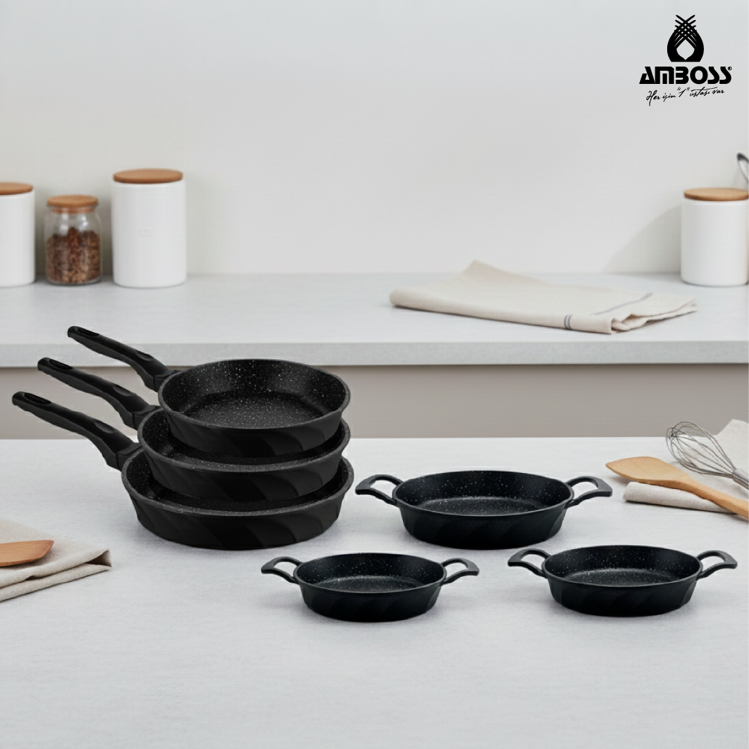 Amboss Onix 6 Parça Odin Döküm Tava ve Sahan Seti