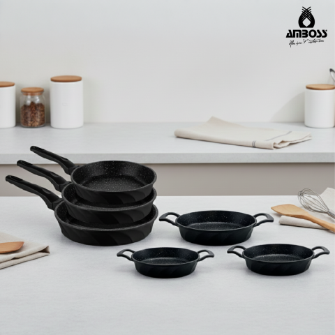 Amboss Onix 6 Parça Odin Döküm Tava ve Sahan Seti