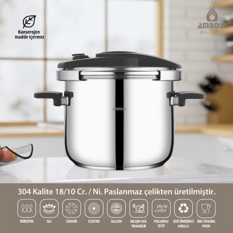 Enio Plus 12 LT Matik Paslanmaz Çelik Düdüklü Tencere