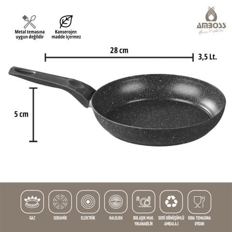 ASTEN - 7 Parça Orion (Siyah) + 26 cm Krep Tava + 18 cm Kuvars Sahan