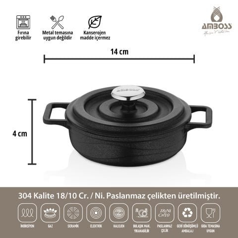 Bellus 6 Parça - Bellus (Siyah) + 26 cm Krep Tava