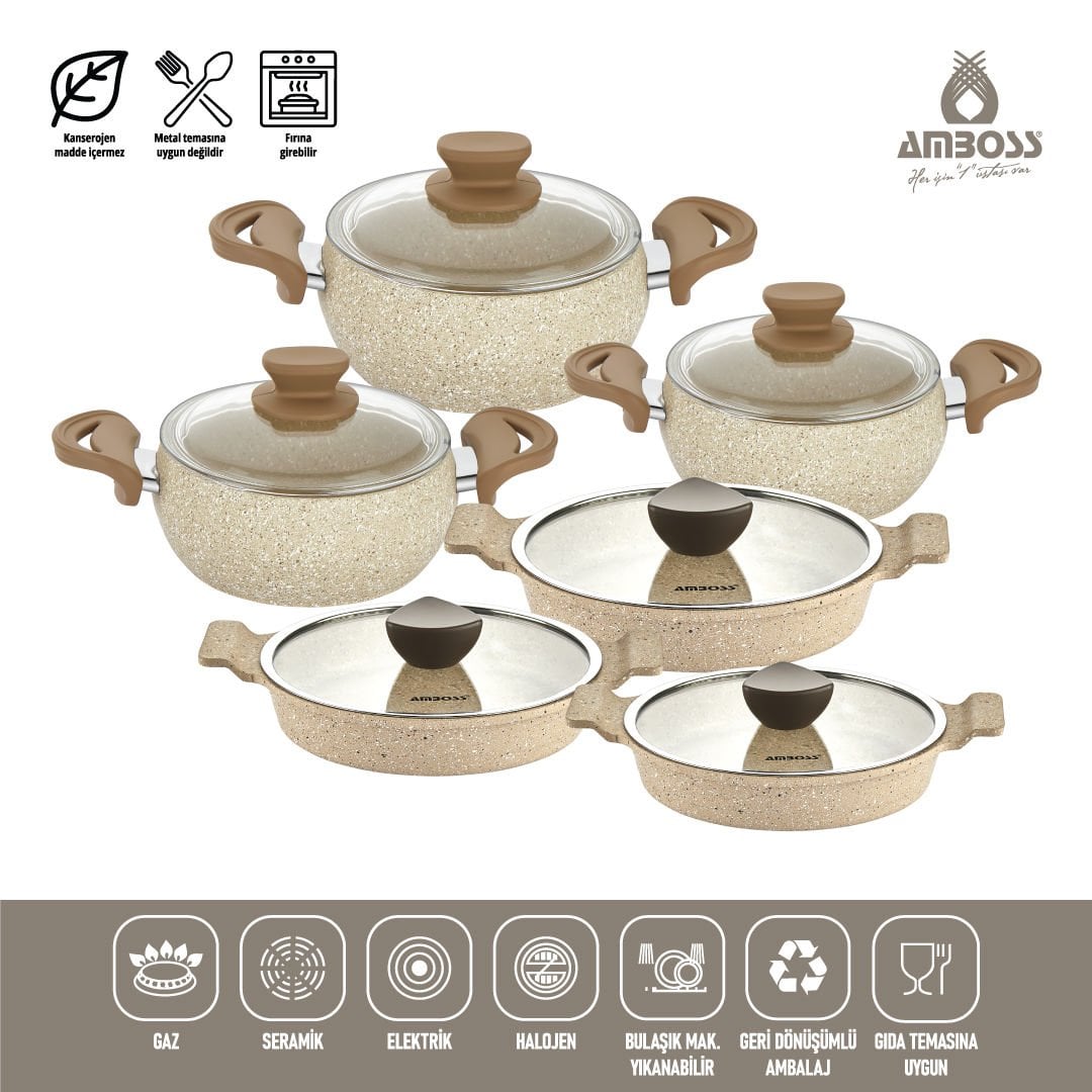 12 Parça Diana Döküm Tencere Sahan Seti