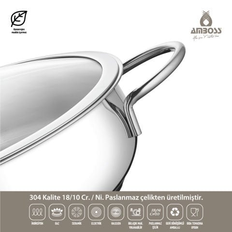 14 Parça Stone Prime Paslanmaz Çelik Tencere Seti & Çelik Saklama Kabı