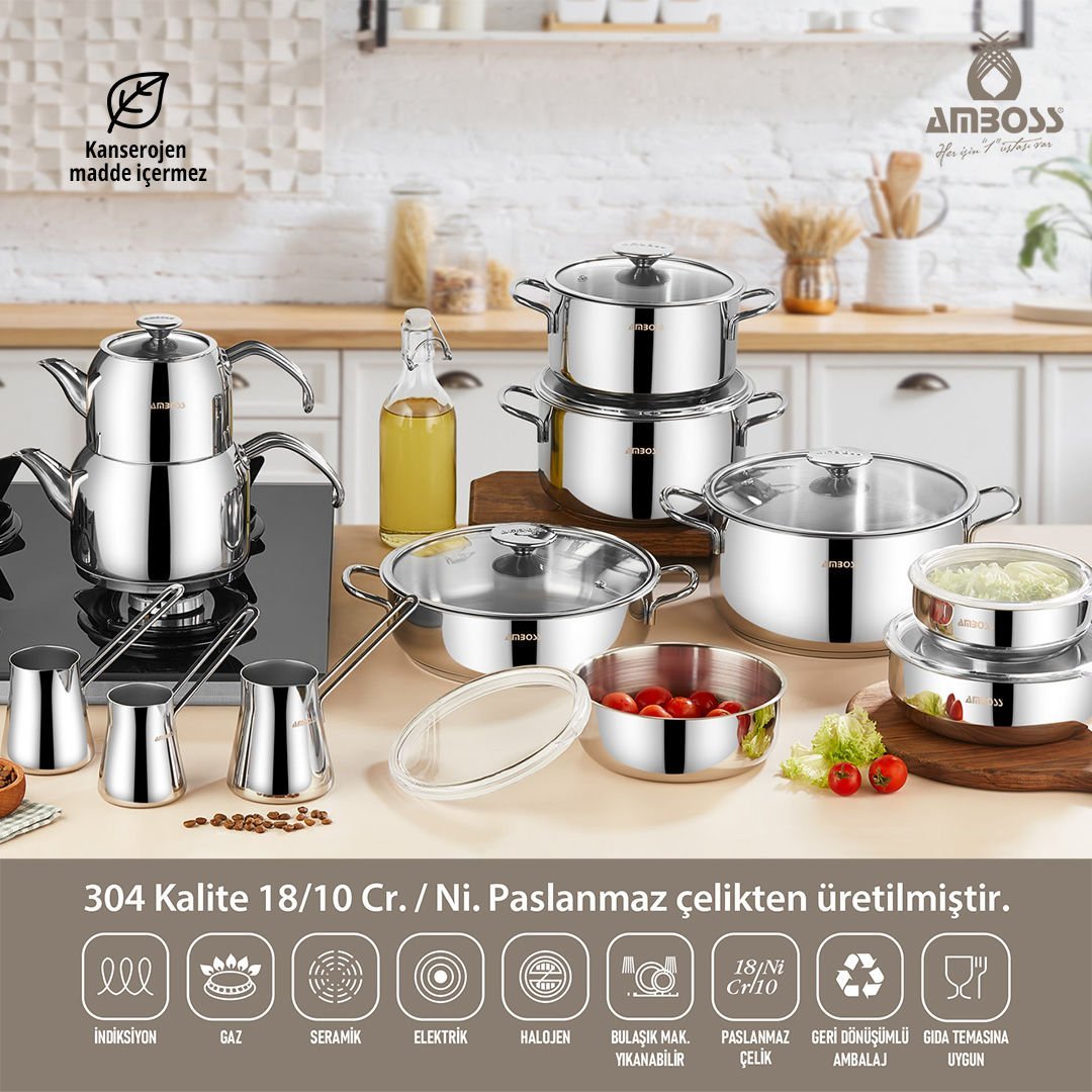 20 Parça Master Prime Paslanmaz Çelik Tencere Çeyiz Seti