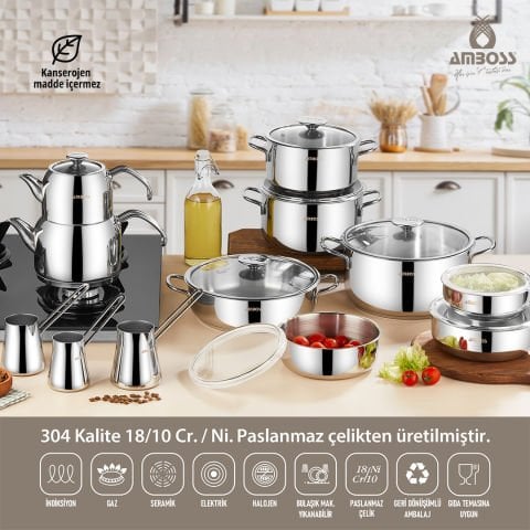 20 Parça Master Prime Paslanmaz Çelik Tencere Çeyiz Seti