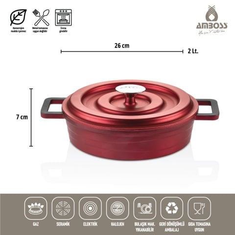 7 Parça Copper Döküm Tencere Seti (Kırmızı)