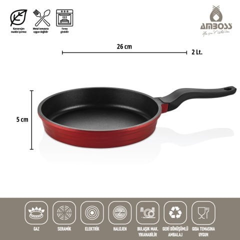 7 Parça Copper Döküm Tencere Seti (Kırmızı)