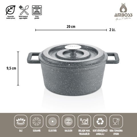 7 Parça Copper Döküm Tencere Seti (Gri)