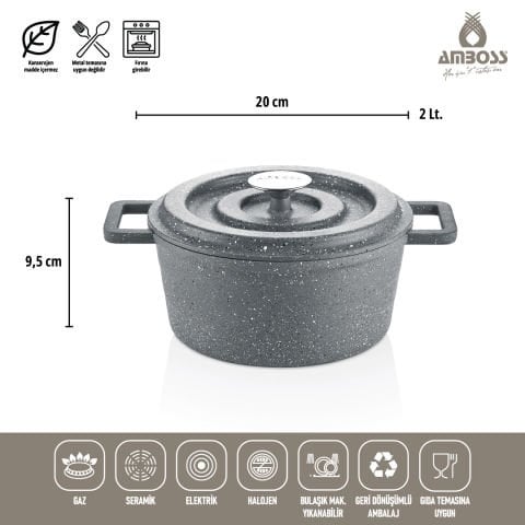 7 Parça Copper Döküm Tencere Seti (Gri)