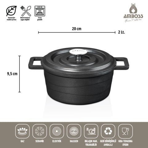 7 Parça Copper Döküm Tencere Seti (Siyah)