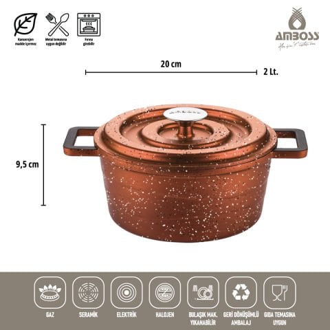 7 Parça Döküm Tencere Seti (Bakır-Kırçıllı)