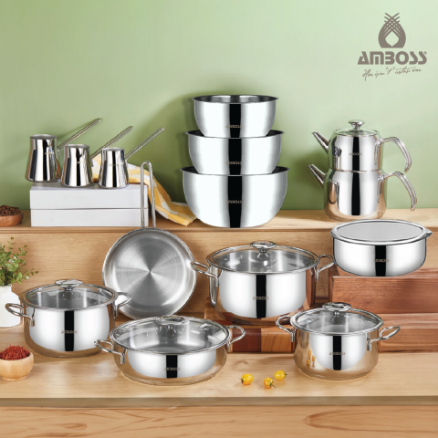 Big Chef 21 Parça Paslanmaz Çelik Tencere Tava Çeyiz Seti