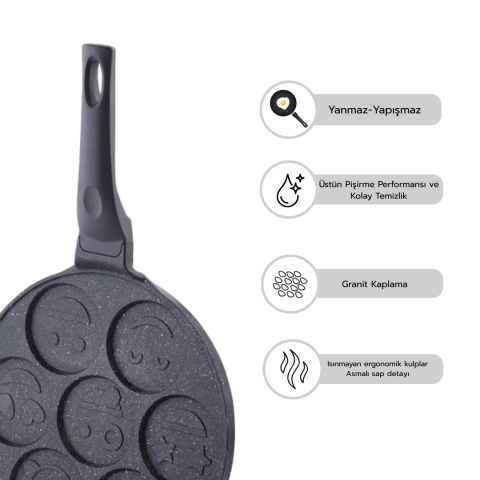 Funny Emoji Pankek Krep Tavası 26 Cm